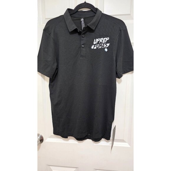 Lululemon Black Polo Shirt UPrep Puma Logo Short Sleeve Lightweight Men's Size S - Picture 3 of 7